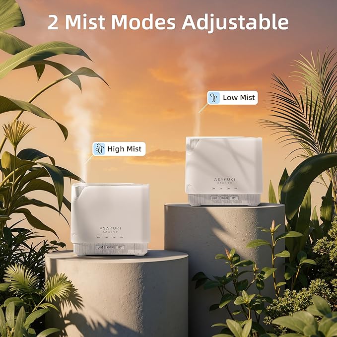 ASAKUKI Essential Oil Diffuser for Home, Large 700 ml Humidifier with Automatic Shut-Off, Quiet Aromatherapy Diffuser with 7 LED Lights for Living Room, Kitchen, Bedroom, Hotel, Gift for Mom - White
