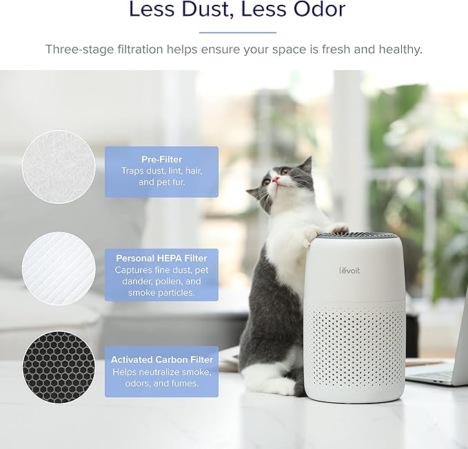 LEVOIT Air Purifiers, 1005 sq.ft, White & Air Purifiers for Bedroom Home, HEPA Freshener Filter Small Room Cleaner with Fragrance Sponge, White