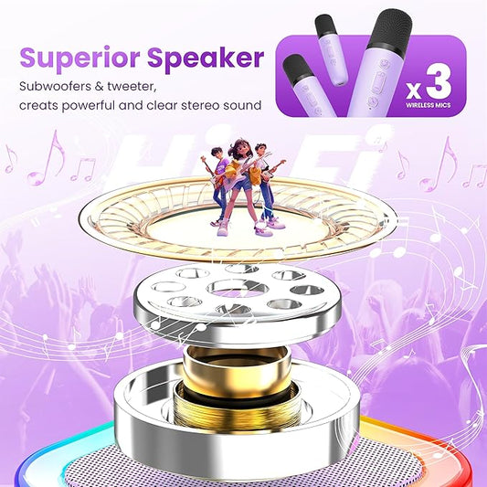 Mini Karaoke Machine for Kids Adults, 2026 TOP Birthday Gifts for Girls Boys 3,4,5,6,7,8+Year Old Toddler Toys, Portable Bluetooth Speaker with 2 Wireless Karaoke Microphones Player (Deep Pink)