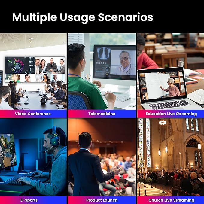 4K UHD PTZ Camera AI-Auto Tracking, 20X Optical Zoom, USB3.0/HDMI/LAN PoE, IP Live Streaming, PTZ Conference Room Camera for Church Services Education Conference Events, Work with YouTube OBS