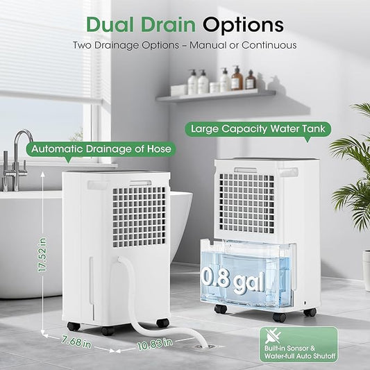 2500 sq.ft Dehumidifier for Basement, Smart APP WiFi Control,35 Pint Dehumidifiers for Home with Drain Hose, 24H Timer & Child Lock, Quiet & Eco, Ideal for Large Rooms, Bathroom, Bedroom,Pure white