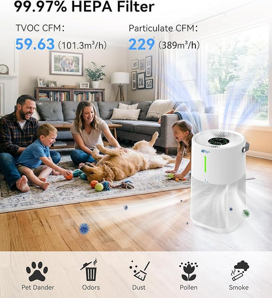 Berk Air Purifiers for Home Living Room,Cover Up to 1550 Ft²,Smart HEPA Air Purifier,PM2.5 Air Quality Display,Portable Air Purifier for Pets Hair, Smoke, Odors,Pollen (D3S-Smart)