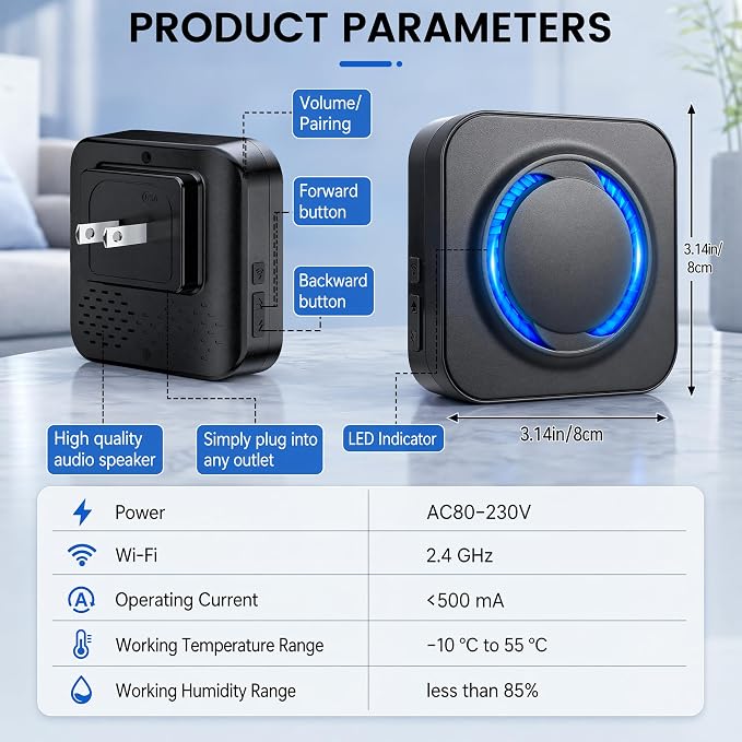 Wireless Smart Doorbell Chime for Google Nest Video Doorbells | Works with Google Home, Easy to Setup, 2.4GHz Wi-Fi, 32 Tunes, 5 Volumes, No Wiring,No Range Limit,for Large Home/Office/Shop