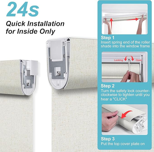 BERISSA Smart Motorized Blinds with Remote,No Drill Automatic Roller Blinds for Indoor Windows,Filter Linen Fabric,Electric Shades for Windows Home Office,Filter Linen Beige,Custom Size..