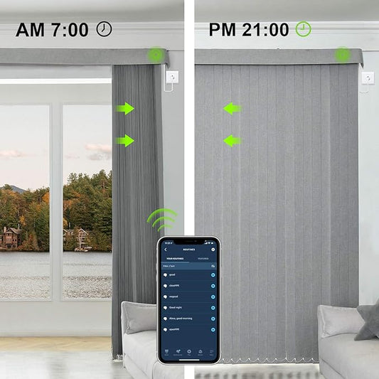 Yoolax Motorized Vertical Blind, Smart Blackout Sliding Door Shades, Blinds for Sliding Glass Doors with Alexa Google Home, Suitable for Sliding Patio Glass Doors Window, Custom Size, Smoky Grey