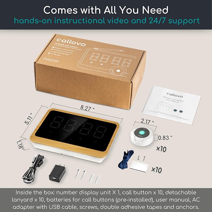 Wireless Call Light System with Call Buttons, 2-Number Display | Displays the oldest and next active calls for faster response in care and service environments