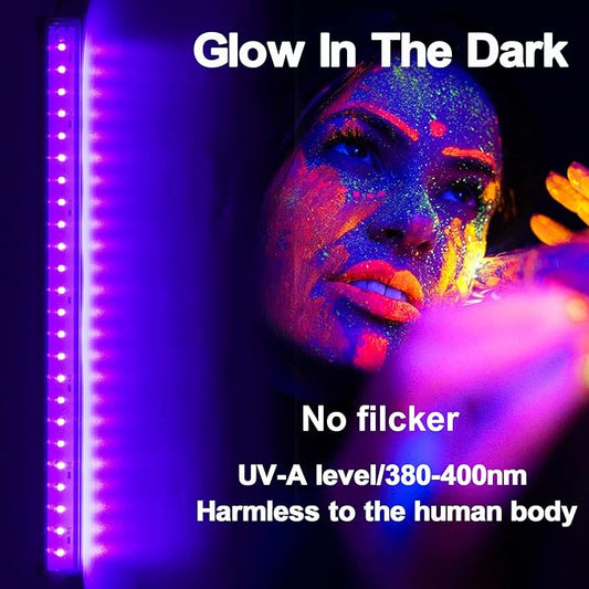 Black Light Bar 10W UV Blacklight Strip for Glow Party: 1ft USB Portable LED Party Supplies for Body Paint Stage Fluorescent Tapestry Poster Halloween Club Bedroom Cabinets Decor Urine Detect 2 Pack