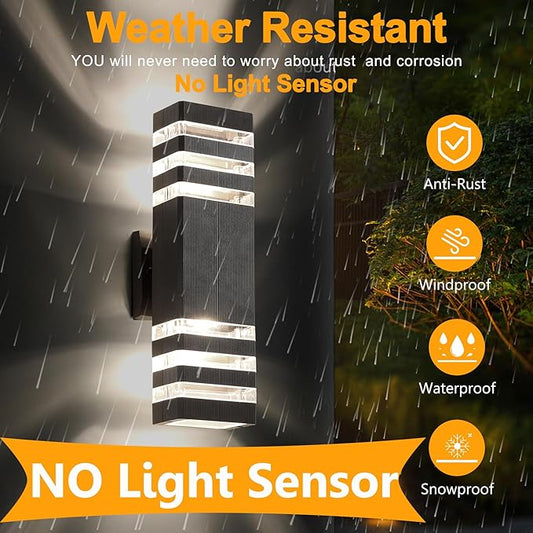 2 Pack LED Up and Down Lights, Outdoor Light Fixture, Exterior Lights for House, GU10 Bulbs 14W IP65 3000K 1200LM Warm White, Square Outdoor Sconce for Front Porch, Patio, Garage