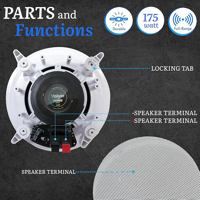 Home Theater System Kit 1000 Watts Bluetooth Receiver w/ 6 Qty 5.25" 175 Watts Each in-Wall in-Ceiling Speakers & 16 Gauge 250 ft. Speaker Wire Portable Microphone w/Remote Control by Technical Pro