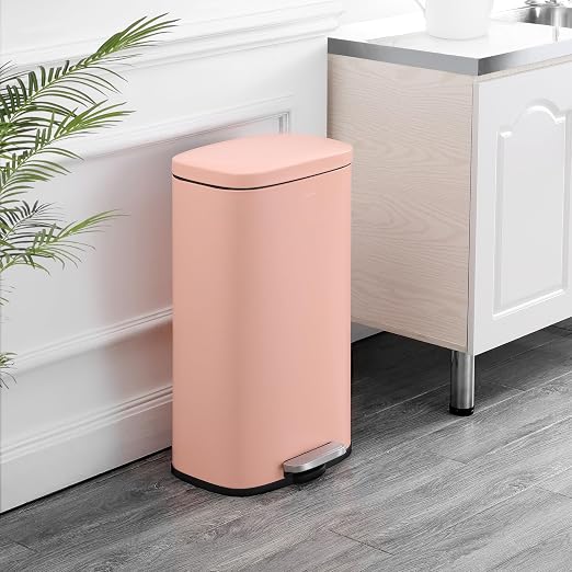 happimess Curtis 8 Gal Step Trash Can Soft Close 25", Flamingo Pink