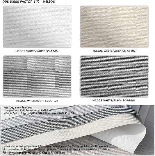HILADUO Customized Solar Screen Roller Shade Blinds with Remote-Controlled Motorized Operation, Minimal to Blackout Visibility, Made in The USA