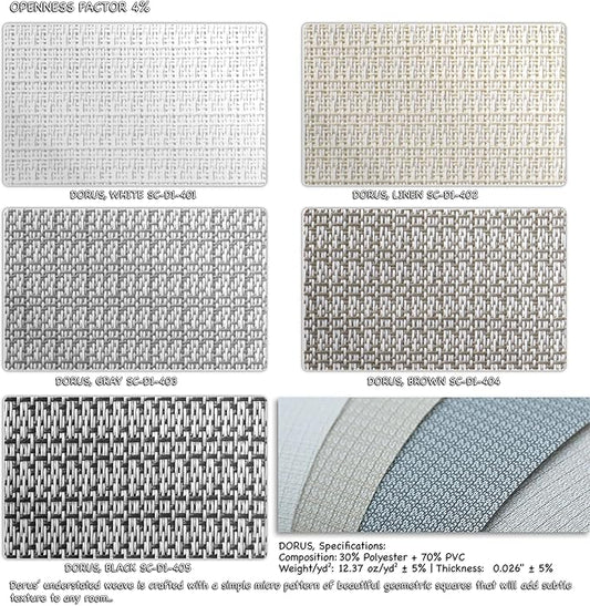 HILADUO Customized Solar Screen Roller Shade Blinds with Remote-Controlled Motorized Operation, Moderate-Low Visibility, Made in The USA