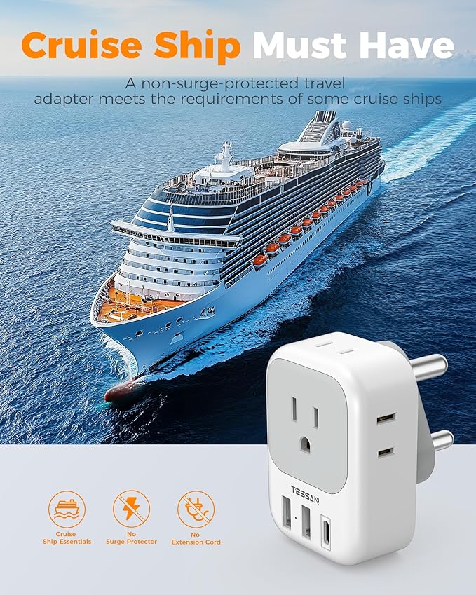 TESSAN Type M Adapter for South Africa, PD 20W 2 Pack