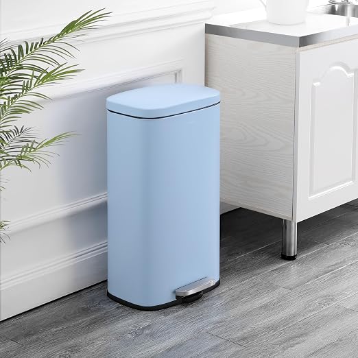 happimess Curtis 8 Gal Step Trash Can Soft Close 25", Tide Pool Blue