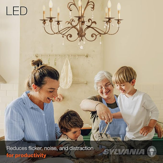 Sylvania ECO LED B10 Light Bulb, 60W = 3.5W, 7 Year, Dimmable, Candelabra Base, 450 Lumens, Clear, 5000K, Daylight – 18 Pack (41266)