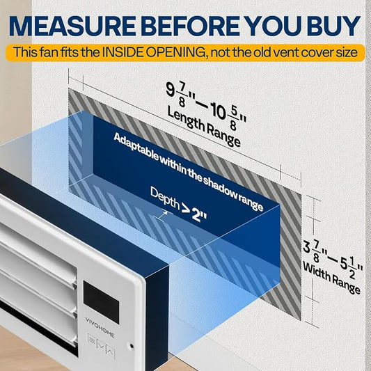 VIVOHOME Register Booster Fan - 4'' x 10'' Opening with Adjustable Louver | Smart Thermostat & 10-Speed WIFI App Control - AC Vent Fan for Floor, Ceiling, Wall - Quiet Operation (White)