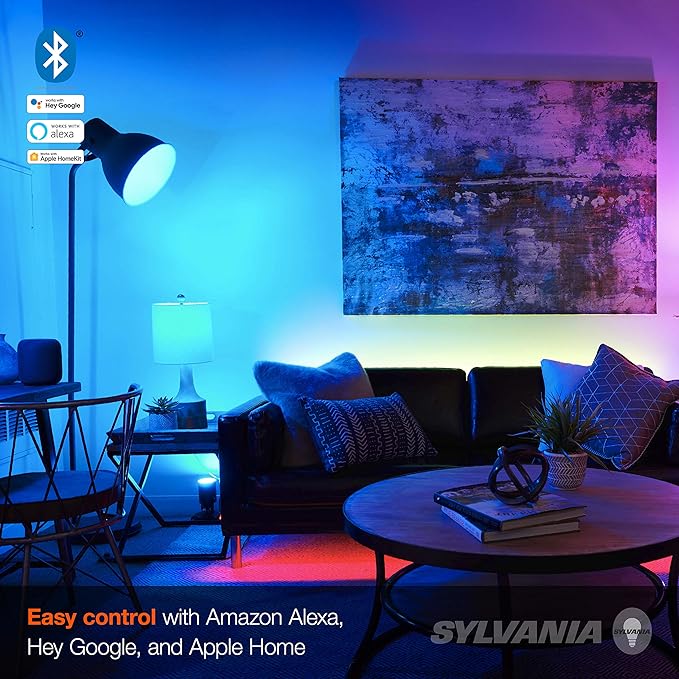 LEDVANCE Sylvania Smart+ Bluetooth Full Color and Tunable White BR30 LED Bulb, Fully Dimmable, Compatible with Alexa, Apple HomeKit and Google Assistant, 1 Pack