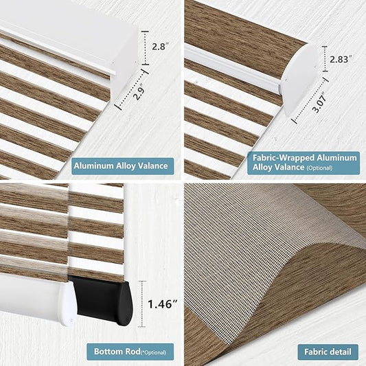 Bringnox Smart Motorized Zebra Roller Blinds - 85% Blackout, Remote Control, Works with HomeKit, Google Home & Alexa via Hub, Custom Size