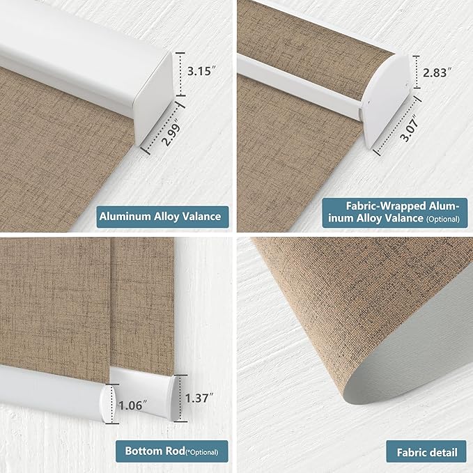 Bringnox Motorized Blinds with Remote,100% Blackout Smart Roller Blinds Compatible with Apple Homekit Google Home and Alexa Via HUB,and Customized (Vigor Wheat-09)