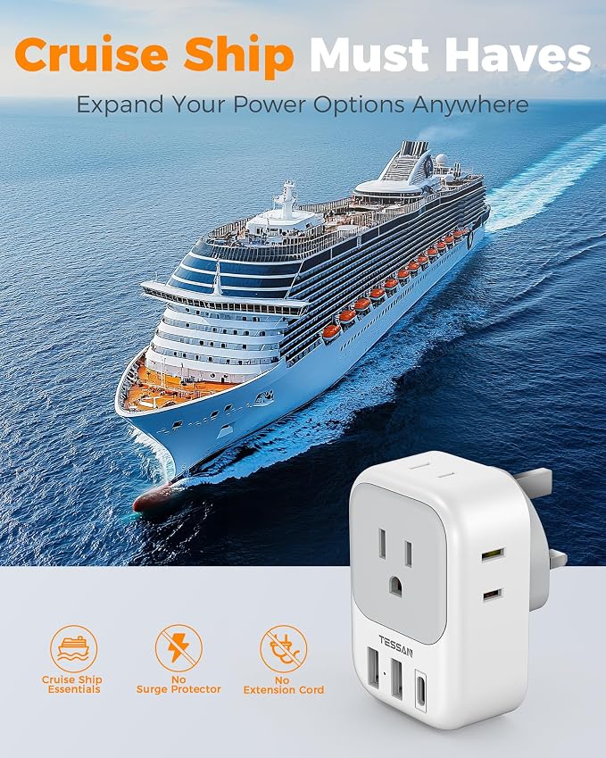 TESSAN UK Adapters for Travel, Type G Adaptor, 2 Pack