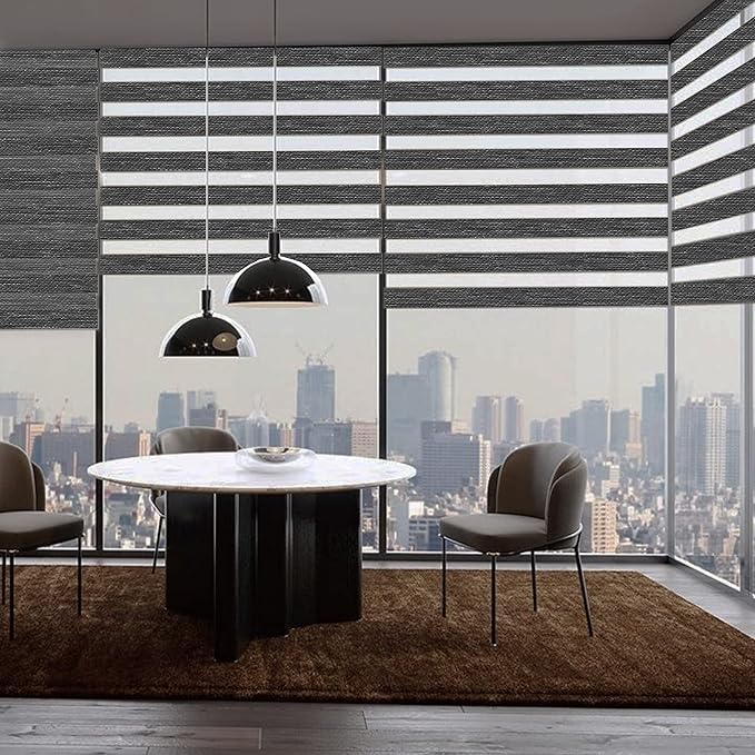 Blackout Motorized Zebra/Roller Shades – Blackout-Orlando BL29 Series Smart Remote Control Window Blinds