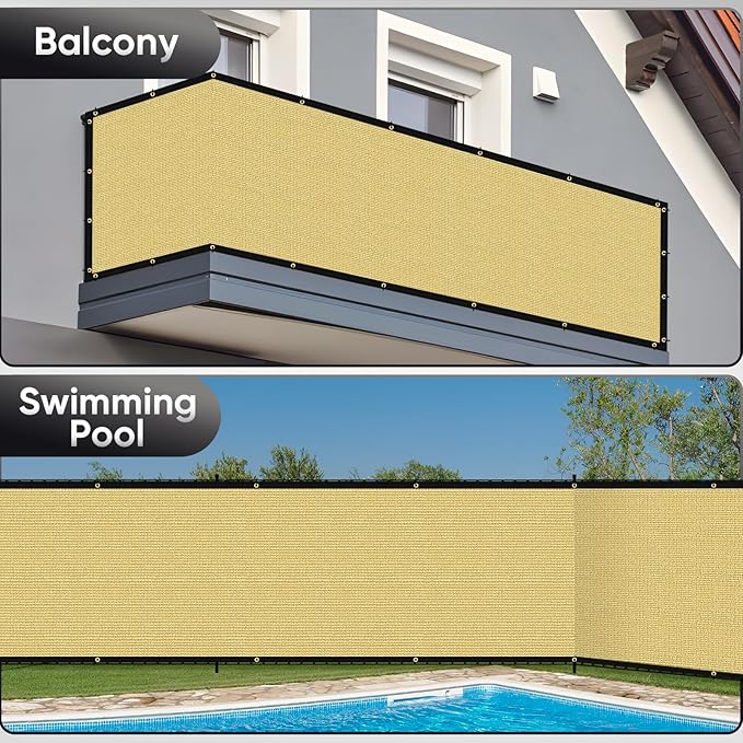 5'X26' Customized Fence Privacy Screen with 90% Blockage Cover Cloth for Pool Yard Patio Sand