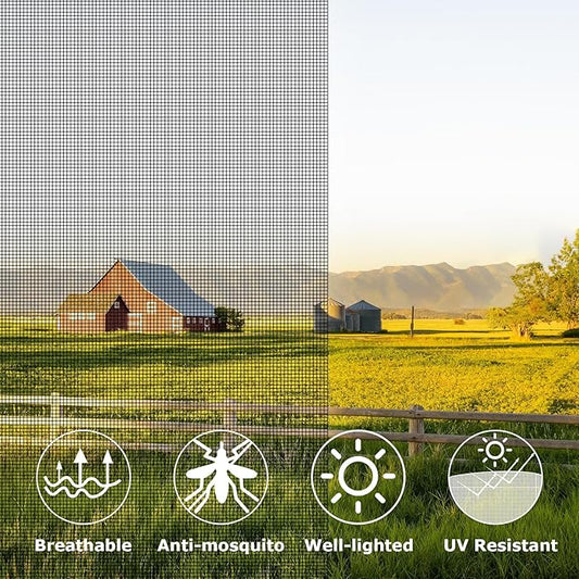 HOFUDON Window Screen Mesh, 59"x106" Fiberglass Screen Door Mesh, Window Screen Replacement, Patio Porch Screen Mesh Black