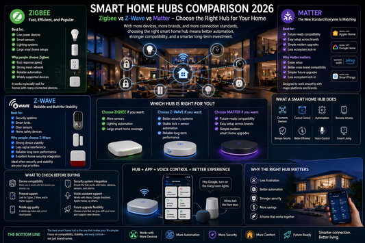 Smart Home Hubs Comparison | Zigbee vs Z-Wave vs Matter in 2026