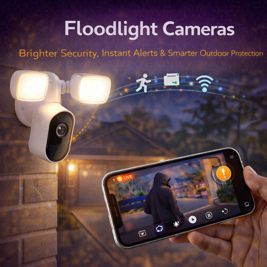 Floodlight Cameras with Motion-Activated Lighting, HD Monitoring and Outdoor Home Security