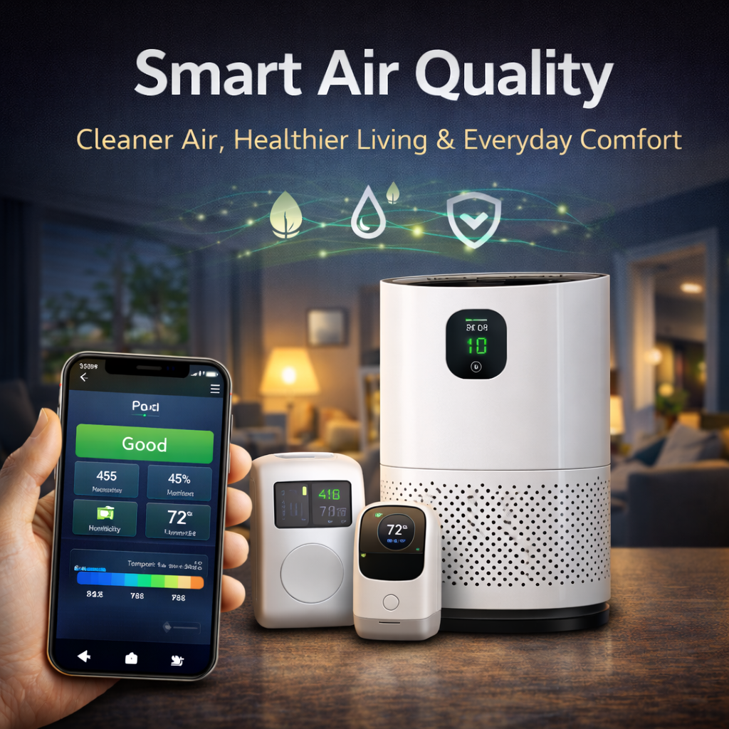 Smart Air Quality with Air Purifiers, Indoor Monitoring and Connected Healthy Living Systems