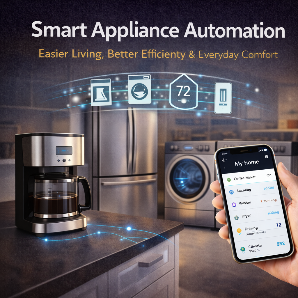Smart Appliance Automation with Connected Kitchen Appliances, Laundry Systems and Smart Home Efficiency
