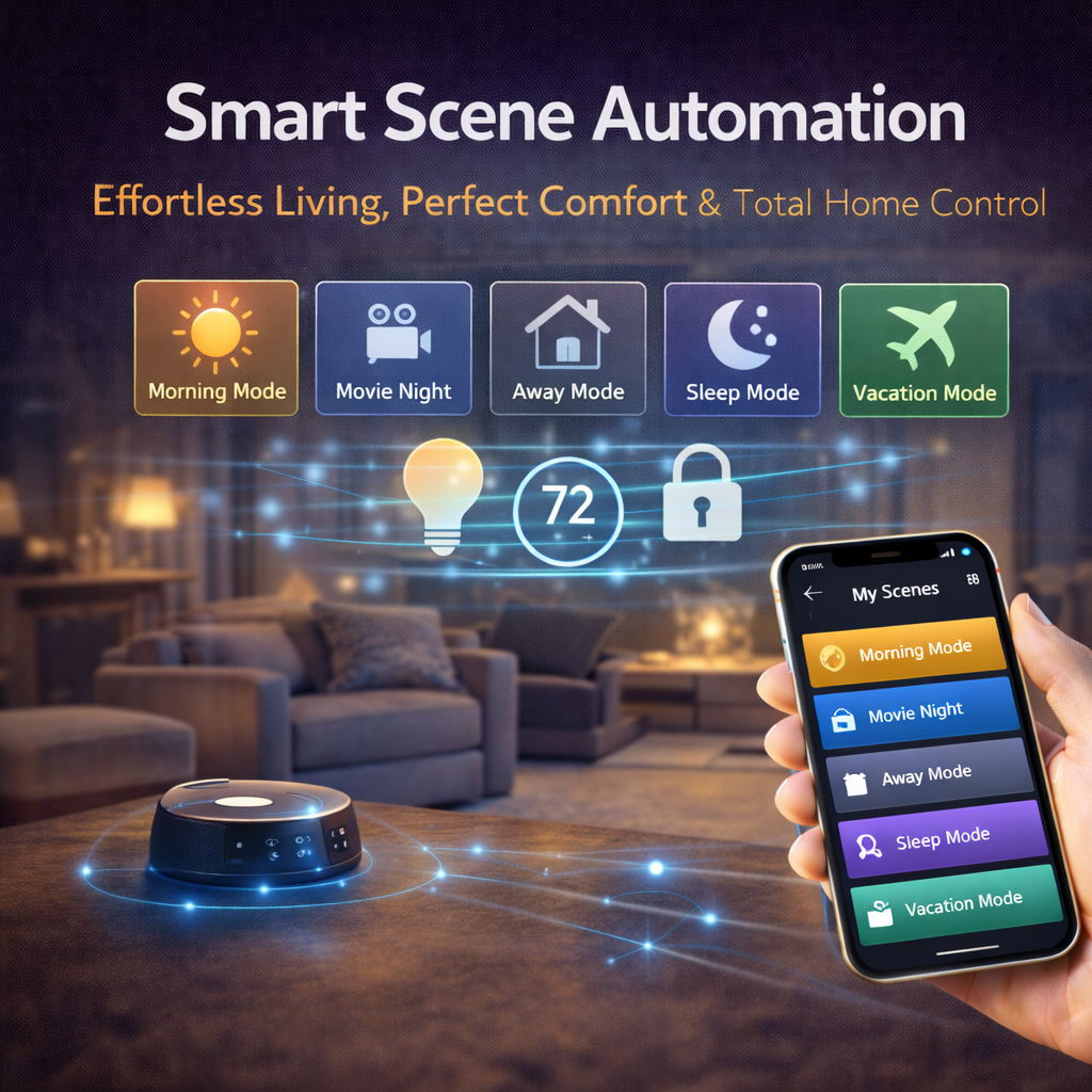Smart Scene Automation with Lighting Control, Smart Routines and Connected Home Management
