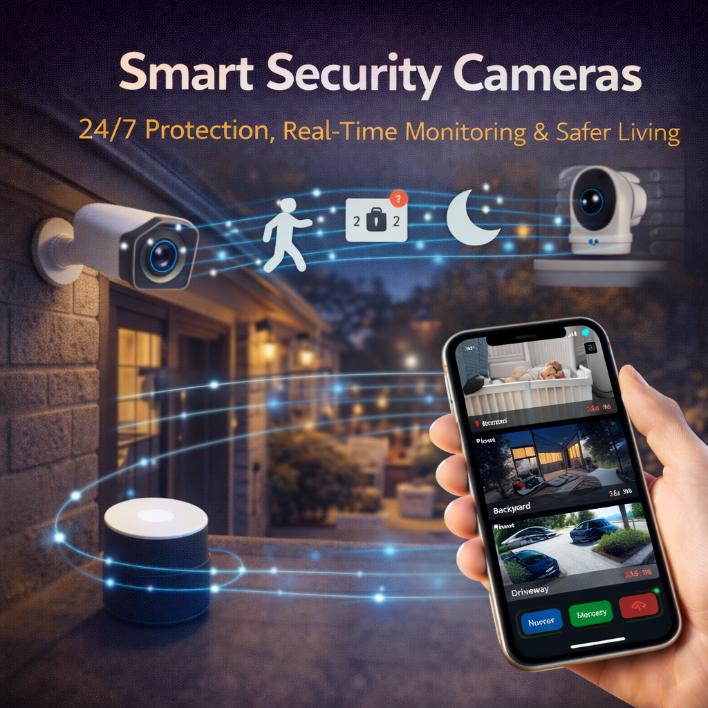 Smart Security Cameras with Indoor Outdoor Monitoring and Connected Home Protection