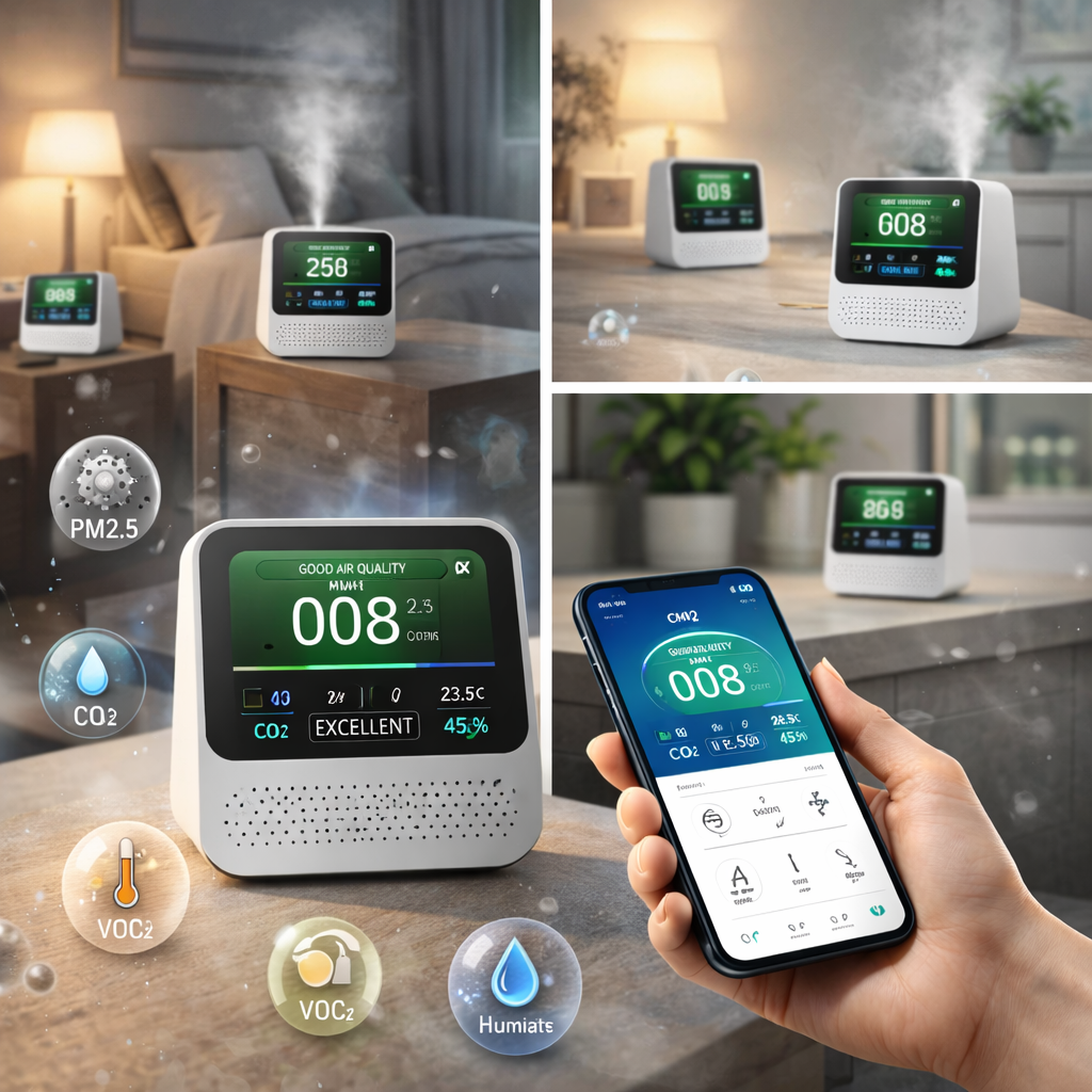 Smart air quality monitors for PM2.5, CO2, humidity, and healthier indoor air management