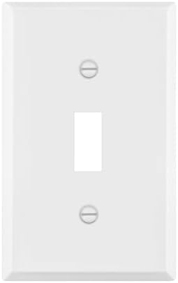 ENERLITES Toggle Light Switch Metal Wall Plate, 1-Gang, White Gloss