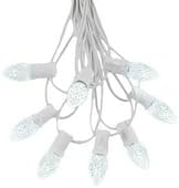 Novelty Lights 25 Foot C7 LED Outdoor Lighting Patio Christmas String Lights, Pure White, White Wire, 25 Bulbs