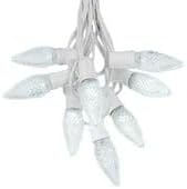 Novelty Lights 25 Foot C9 LED Outdoor Lighting Patio Christmas String Light Set, Pure White, White Wire, 25 Bulbs