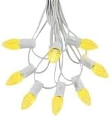 Novelty Lights 25 Foot C7 LED Outdoor Lighting Patio Christmas String Lights, Yellow, White Wire, 25 Bulbs