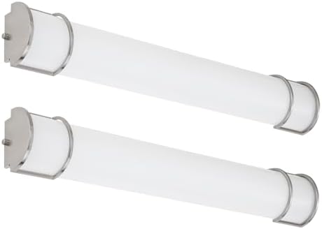 ASD LED 36" Vanity Flush Mount Light Fixture, Linear Bathroom Lighting Bar | 3CCT, Dimmable, Energy Star, ETL Listed | 30W 2650LM 3000-5000K 120V | Long Bath Wall Sconce Over Mirror | Nickel, 2 Pack