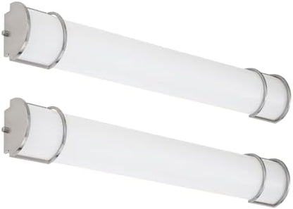 ASD LED 36" Vanity Flush Mount Light Fixture, Linear Bathroom Lighting Bar | 3CCT, Dimmable, Energy Star, ETL Listed | 30W 2650LM 3000-5000K 120V | Long Bath Wall Sconce Over Mirror | Nickel, 2 Pack