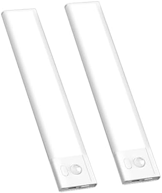 2 Pack Under Cabinet Lighting, 3 Colors & Dimmable Motion Sensor Light Indoor, 900mAh Rechargeable Under Cabinet Lighting Magnetic for Kitchen, Stairs, Closets, White(ABS+PC)