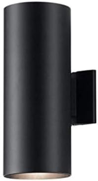 Kichler Cylinders 15" 2-Light Outdoor Cylinder Wall Sconce in Black, (15" H x 5.75" W), 9246BK