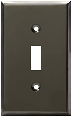 ENERLITES Toggle Light Switch Metal Wall Plate, Stainless Steel Switch Cover, Corrosion Resistant, Mid-Size 1-Gang 4.50" x 2.76", Stainless Steel 201, 7711-PBK, Polished Black