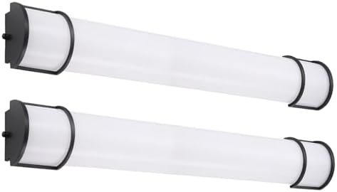 ASD LED 36" Vanity Flush Mount Light Fixture, Linear Bathroom Lighting Bar | 3CCT, Dimmable, Energy Star, ETL Listed | 30W 2650LM 3000-5000K 120V | Long Bath Wall Sconce Over Mirror | Black, 2 Pack