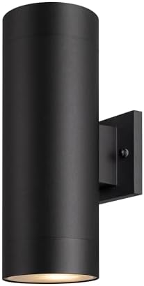 mirrea 14" Modern Outdoor Porch Light in 2 Lights, Matte Black, 1 Pack