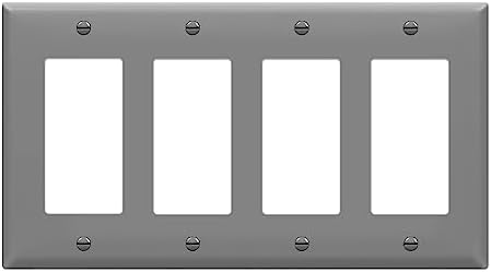 ENERLITES 4-Gang Gray Decorator Light Switch Outlet Wall Plate Cover