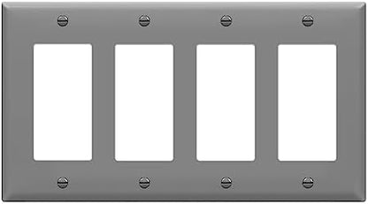 ENERLITES 4-Gang Gray Decorator Light Switch Outlet Wall Plate Cover