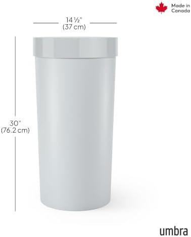 Umbra Vento Kitchen Trash Can, Open Top 16.5 Gallon Garbage Can, Grey