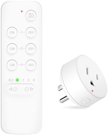 NineLeaf Remote Timer Outlet, Wireless Remote Control Plug Programmable, 500FT Long Range, 15A/1500W Plug in Light Switch, No Wiring Needed for Lamps, Fans, Christmas Lights,1Remote 1Outlet