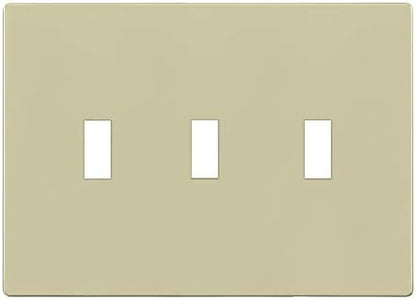 ENERLITES Screwless Triple Toggle Light Switch Wall Plate Cover, Ivory